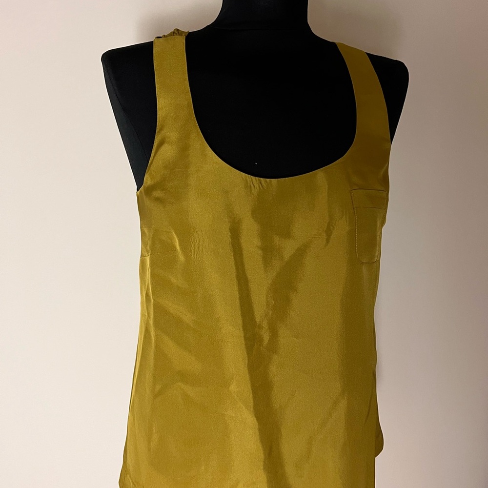 J. Crew Chartreuse Yellow Silk Tank Top